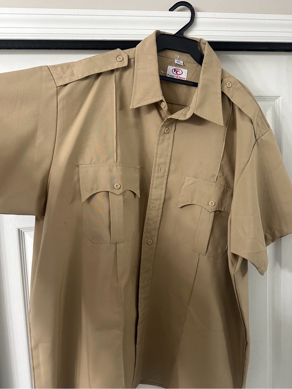 Khaki Short Sleeve Work Shirt with Chest Pockets